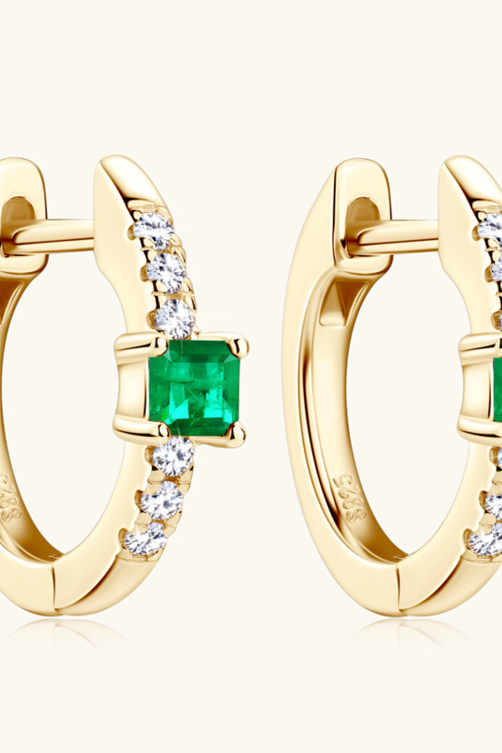 Lab-Grown Emerald Earrings - alternate earring view