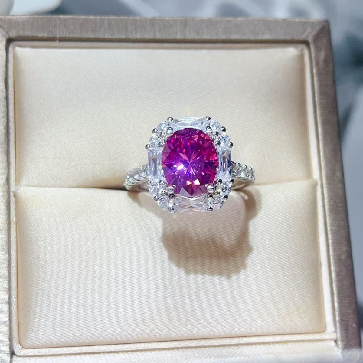 3 Carat Moissanite Sterling Silver Ring in Silver - women's ring