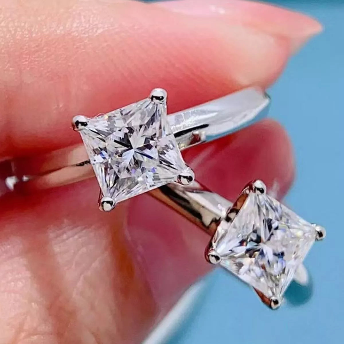 3 Carat Sterling Silver Moissanite Ring in Silver - women's ring