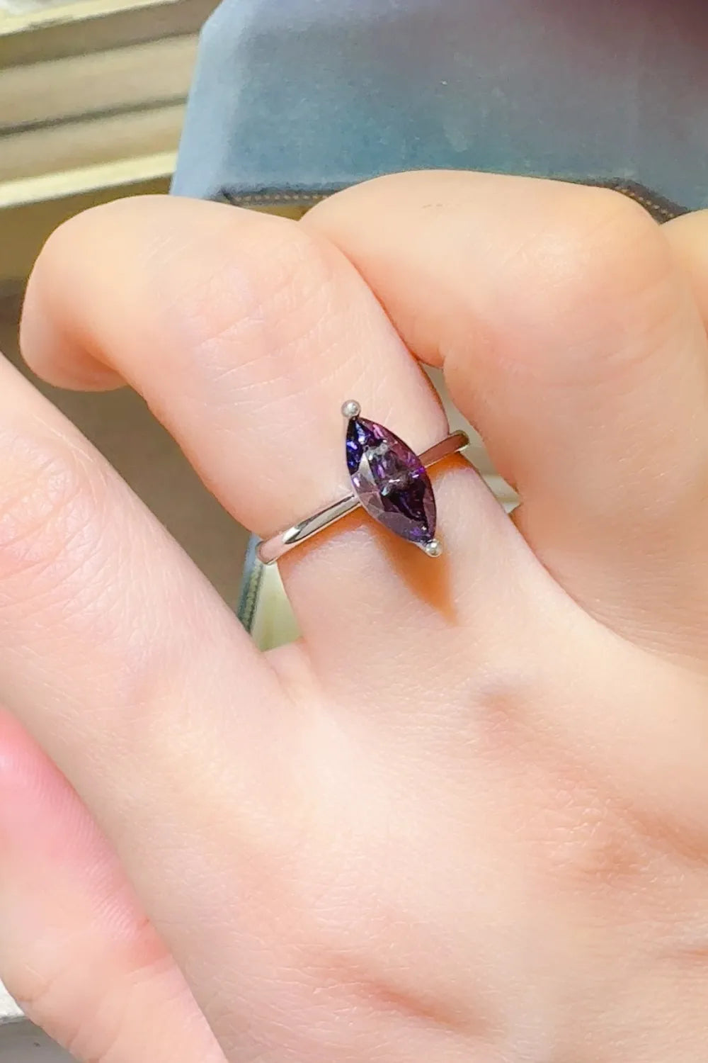 2 Carat Moissanite Sterling Silver Ring in Violet - women's ring