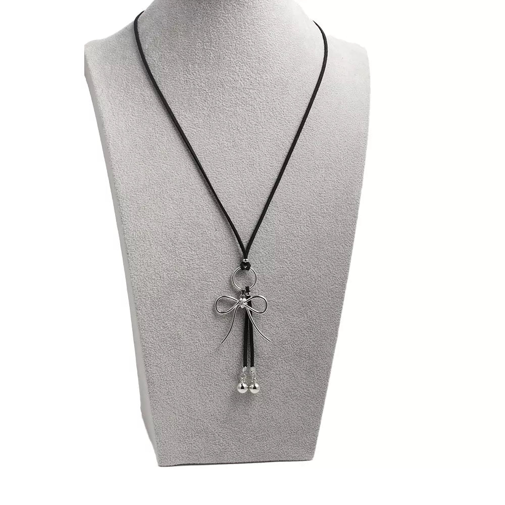 Elegant Bow Pendant Necklace - alternate necklace view