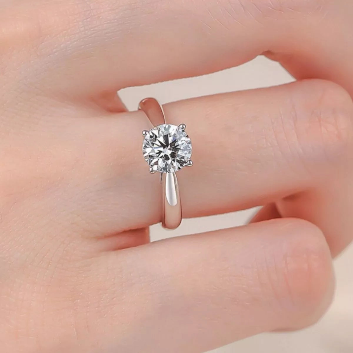 2 Carat Moissanite Sterling Silver Ring - alternate ring view