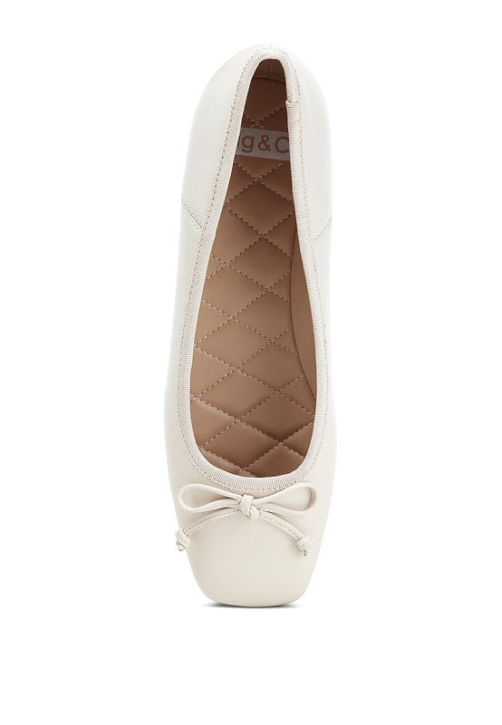 Square-Toe Bow Ballerinas