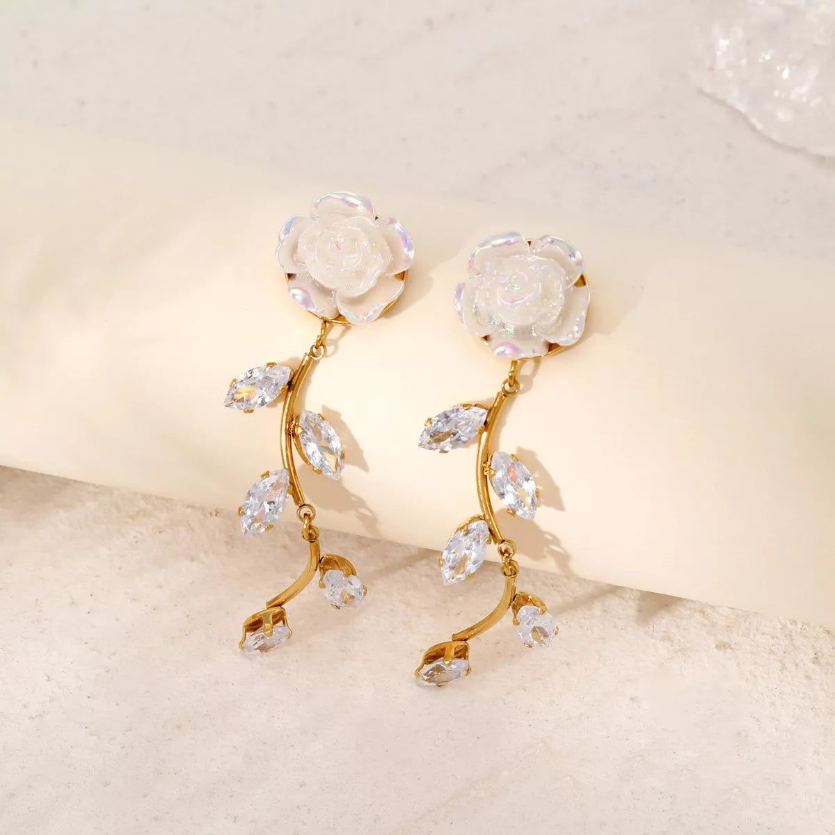 Flower Drop Earrings - alternate earring view