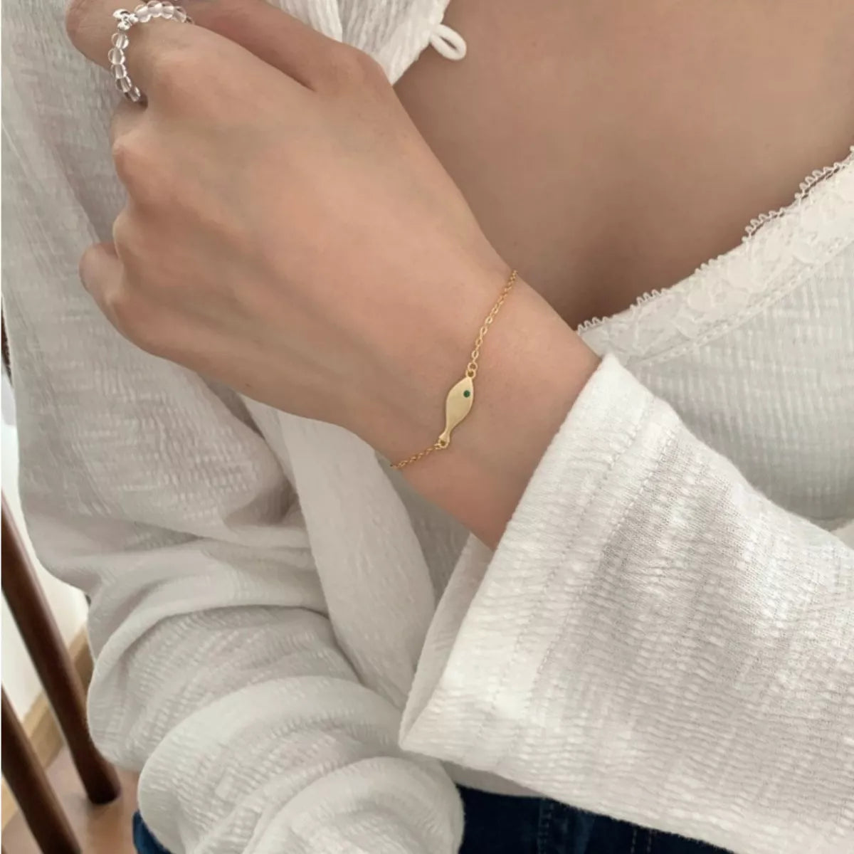 Sterling Silver Fish Bracelet - alternate jewelry view