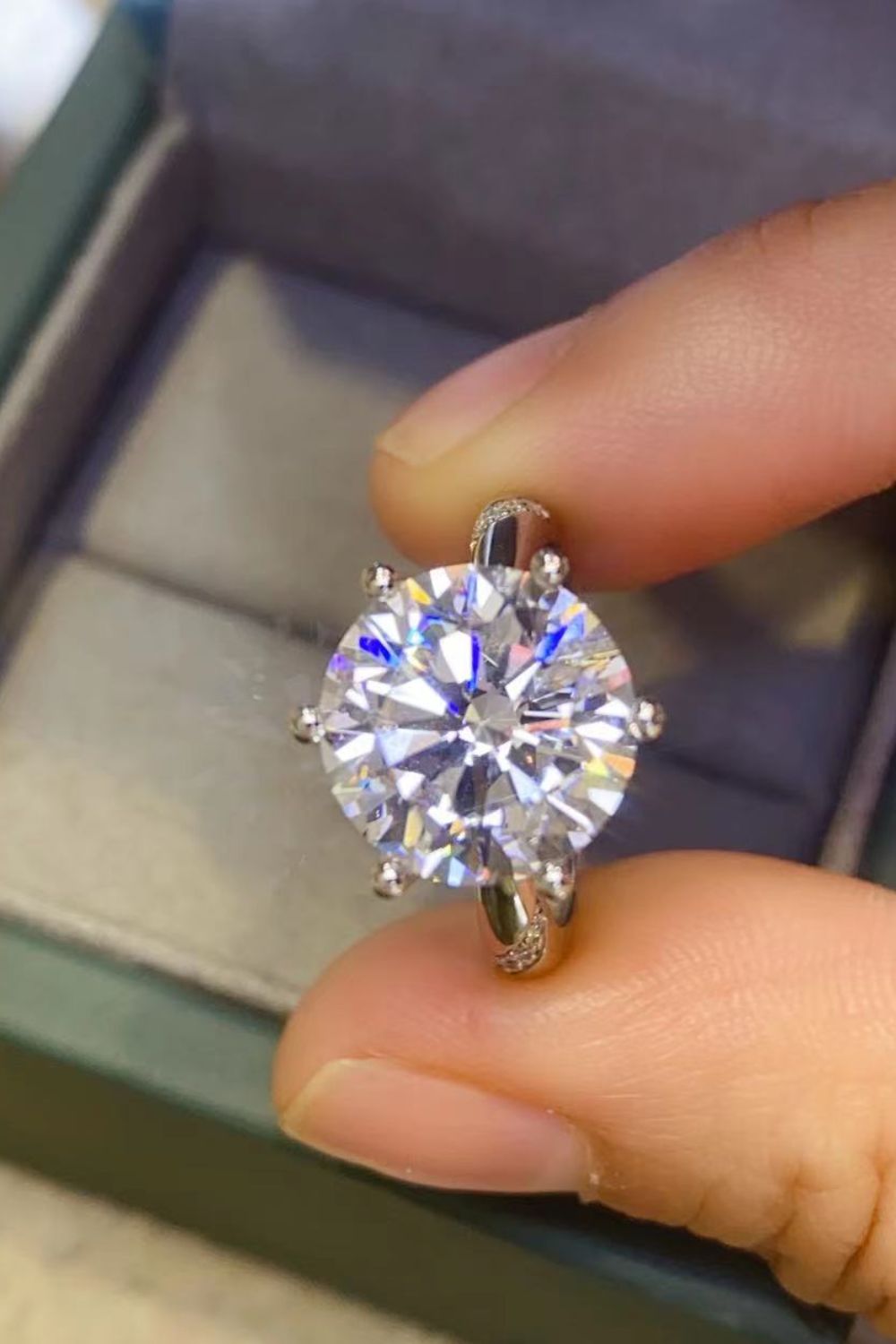 5 Carat Moissanite 6-Prong Ring in Silver - women's ring