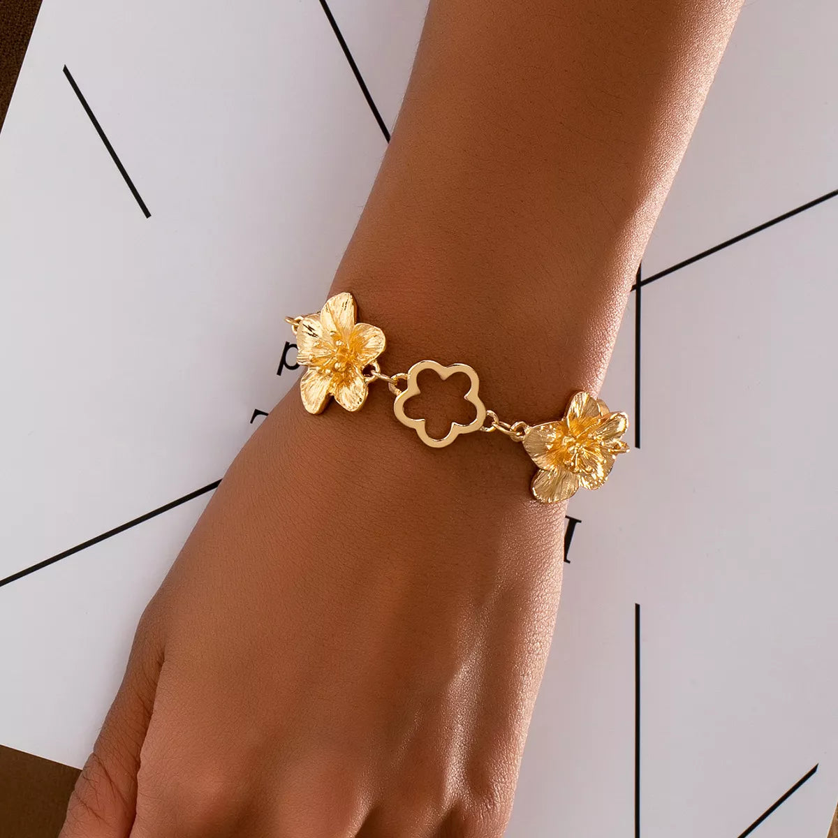 18K Gold-Plated Flower Bracelet - alternate jewelry view