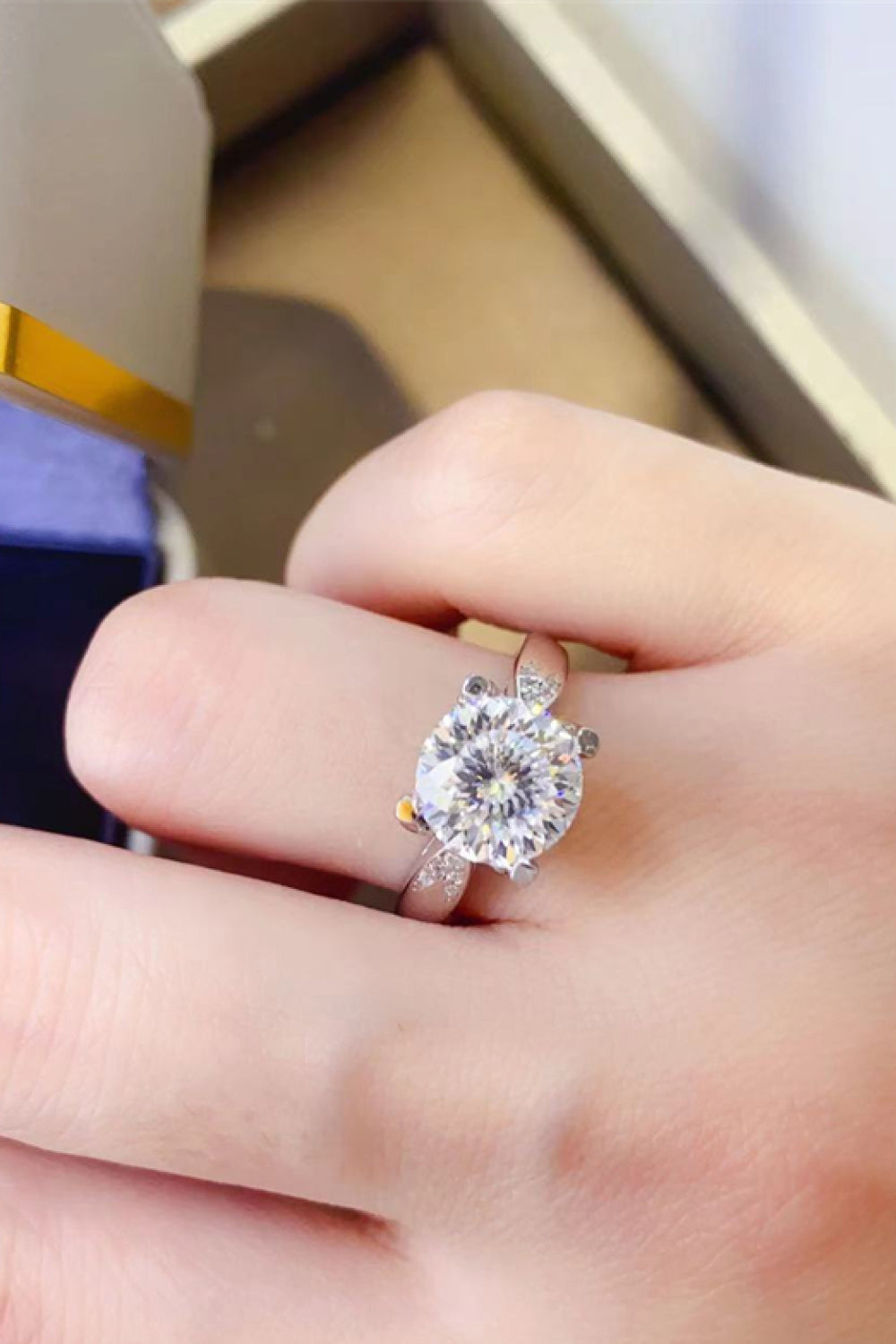 2 Carat Moissanite Sterling Silver Ring in White - women's ring