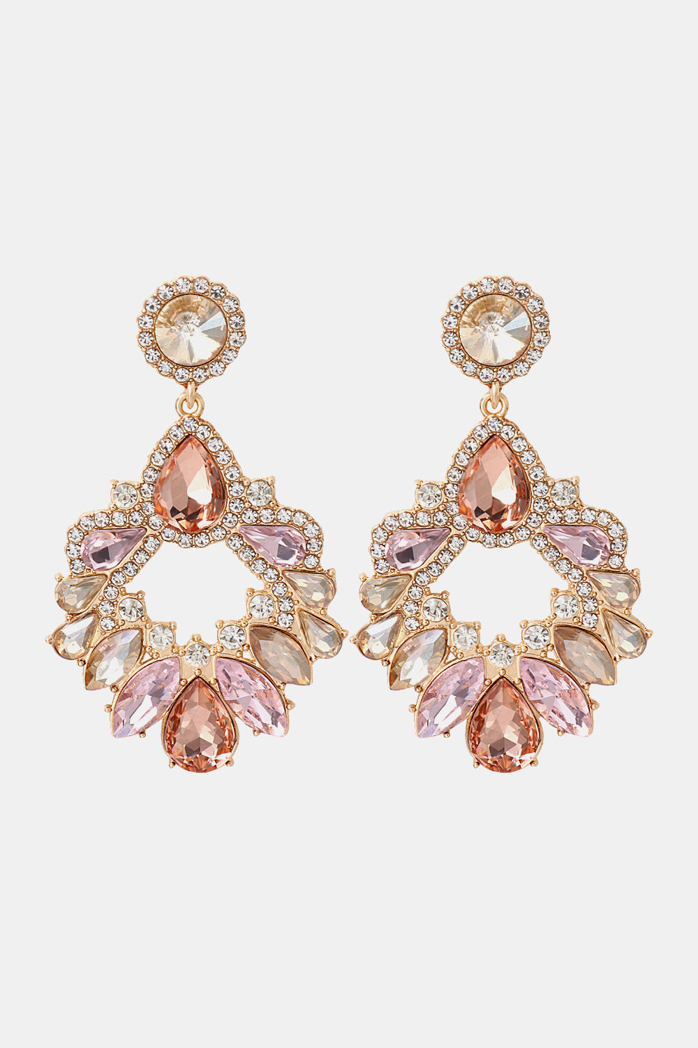 Zinc Alloy Frame Glass Stone Dangle Earrings - alternate earring view