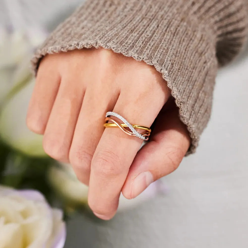 Crisscross Gold-Plated Sterling Silver Ring in Gold - women's ring