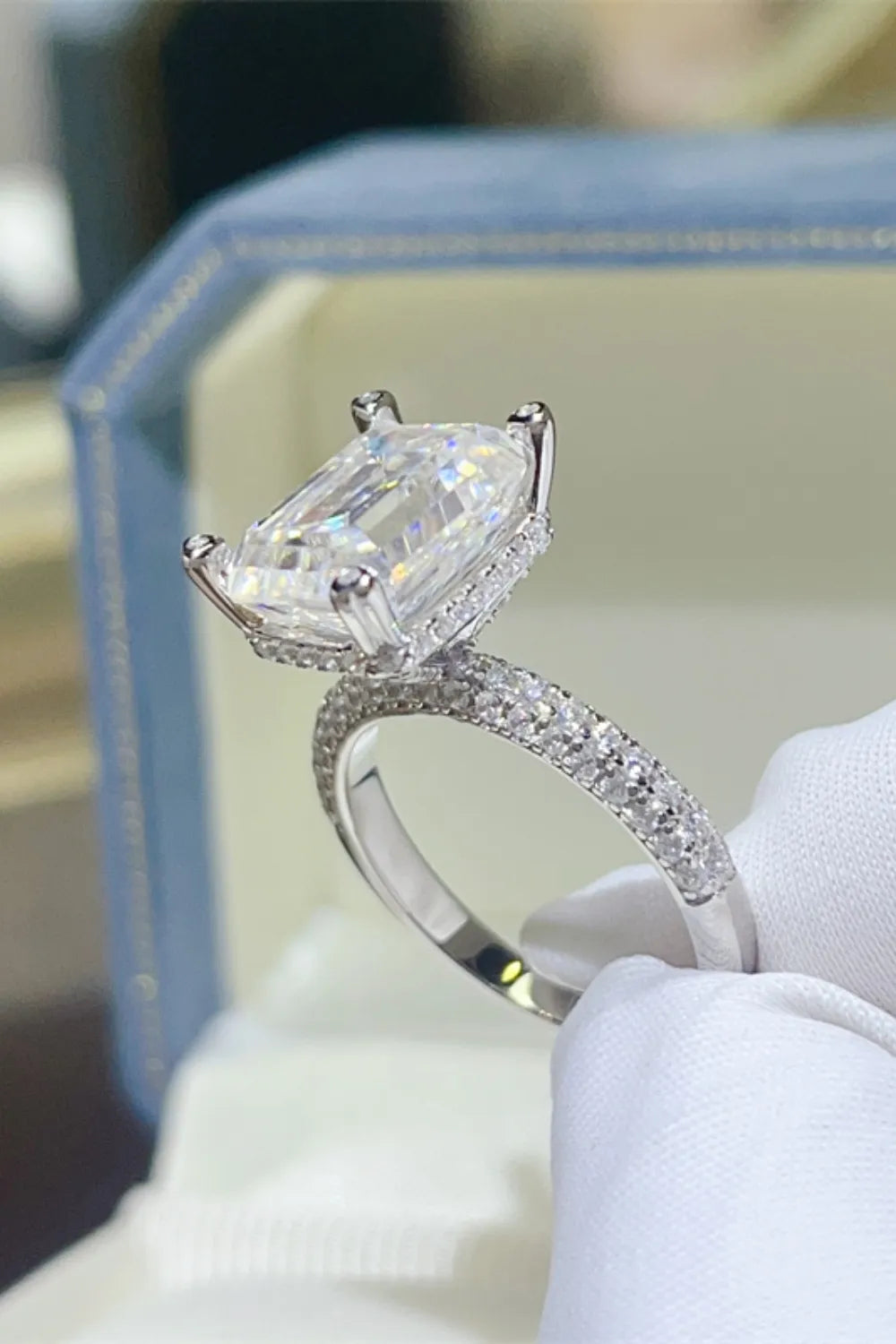 5 Carat Moissanite Sterling Silver Ring in Silver - women's ring