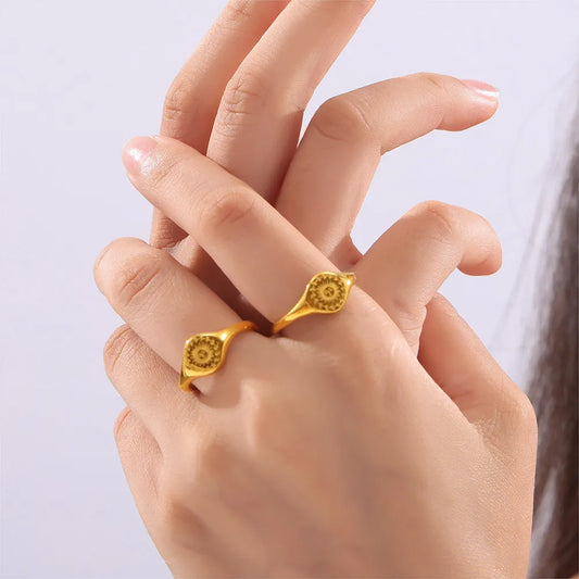 18K Gold-Plated Sun Ring in Gold - women's ring