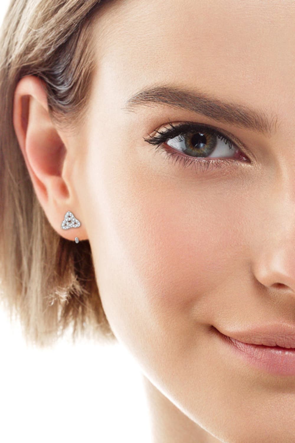 Moissanite Sterling Silver Earrings - alternate earring view