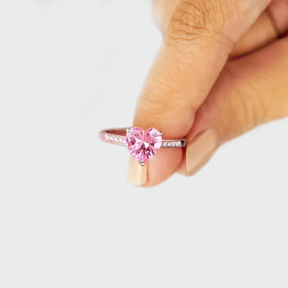 Heart Zircon Sterling Silver Ring in Rose Gold - women's ring