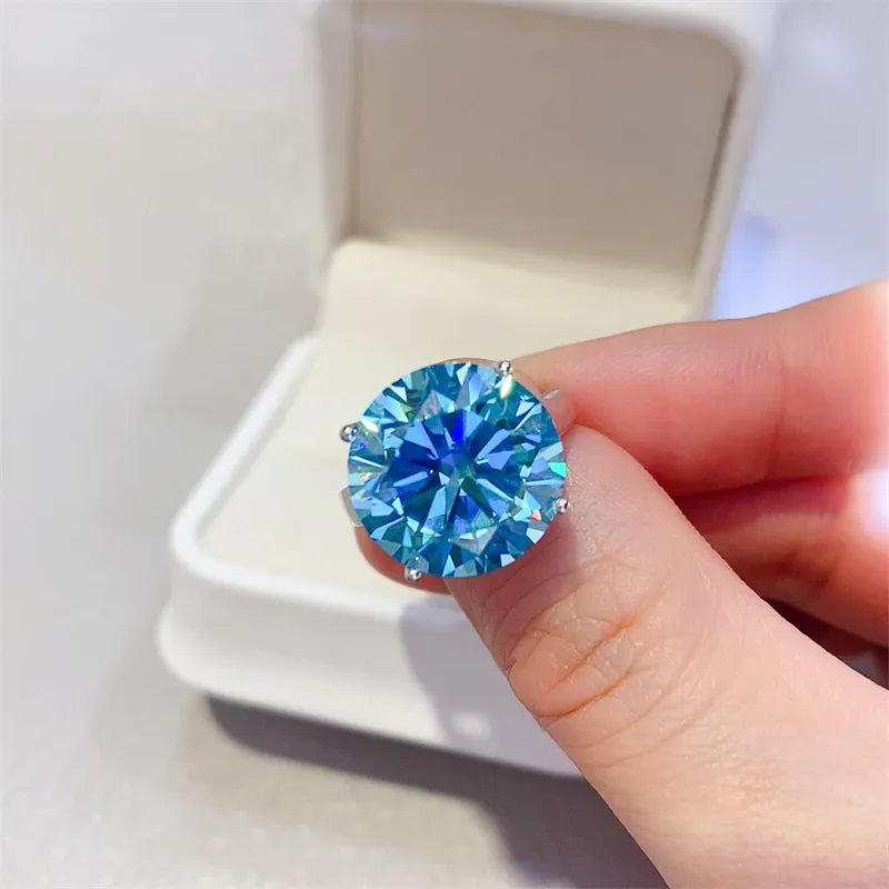 5 Carat Moissanite Sterling Silver Ring in Silver - women's ring