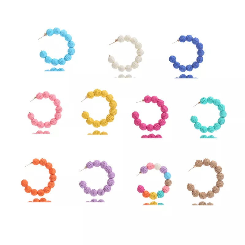 Raffia Grass C-Hoop Earrings in Yellow - women's hoop earrings