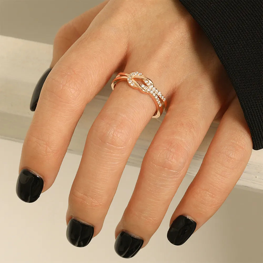Zircon Sterling Silver Ring in Rose Gold - women's ring