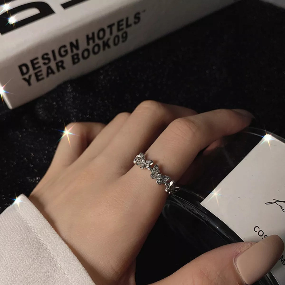Sterling Silver Butterfly Open Ring - alternate ring view
