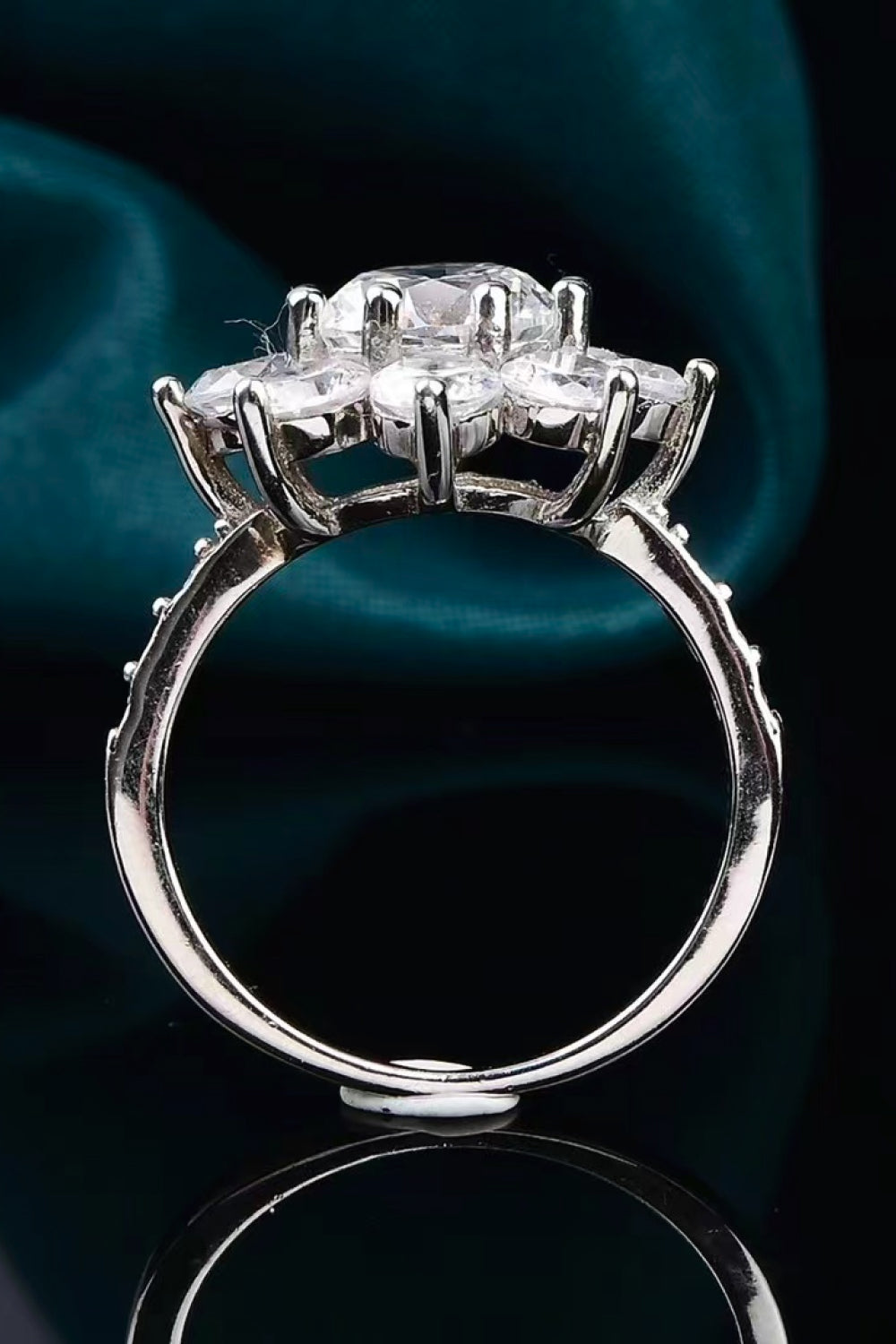 1 Carat Moissanite Flower Ring - alternate ring view