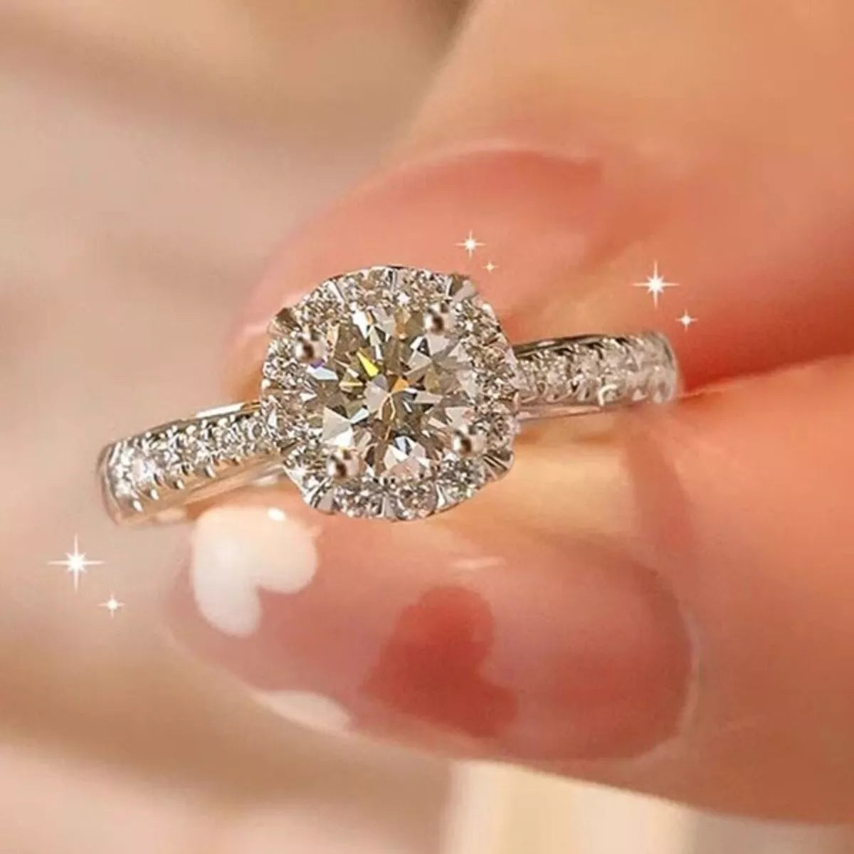 1 Carat Sterling Silver Moissanite Ring in Silver - women's ring
