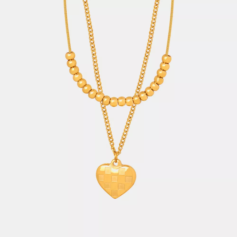 Heart Pendant Double-Lrayed Necklace - alternate necklace view