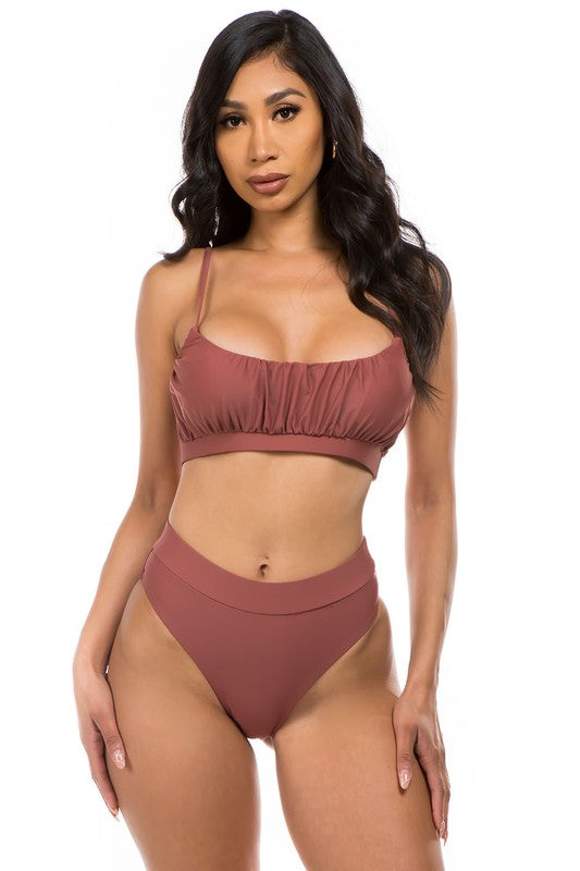 Rusched Top & Bikini Set