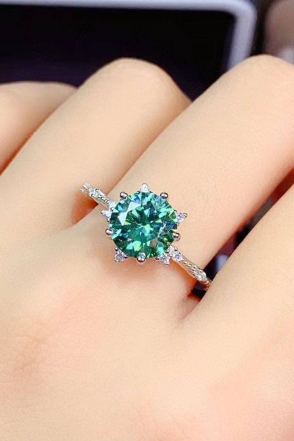 All Eyes On Me 1 Carat Moissanite Platinum-Plated Ring in Green - women's ring