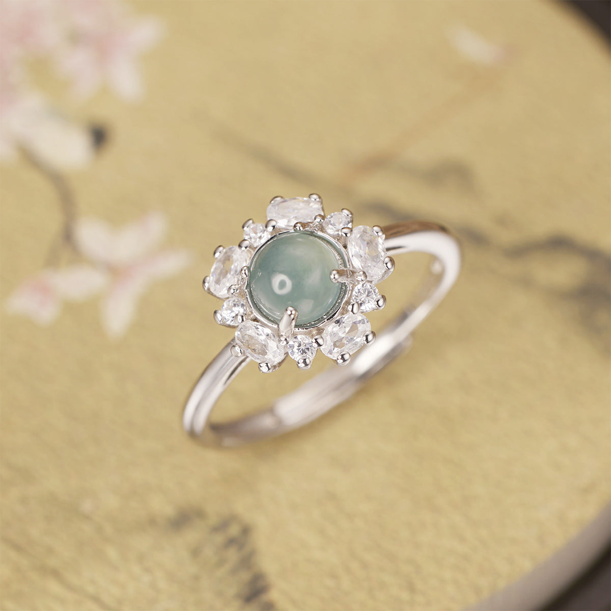 Sterling Silver Jadeite Ring - alternate ring view