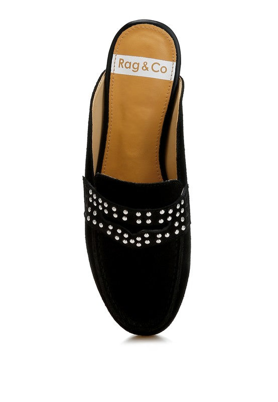 Embellished Penny Strap Mules