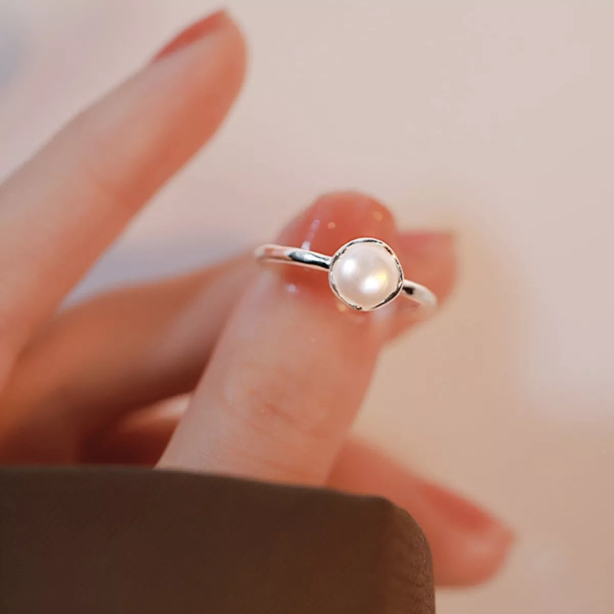 Freshwater Pearl Sterling Silver Open Ring in Silver - women's open ring