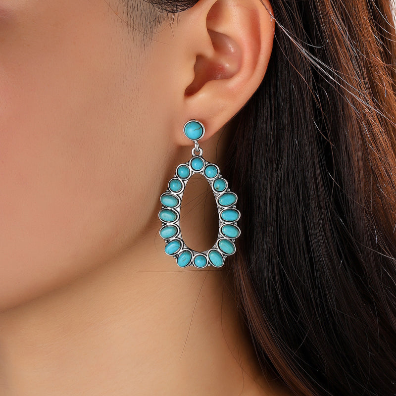 Artificial Turquoise Earrings in Teal - women's earrings