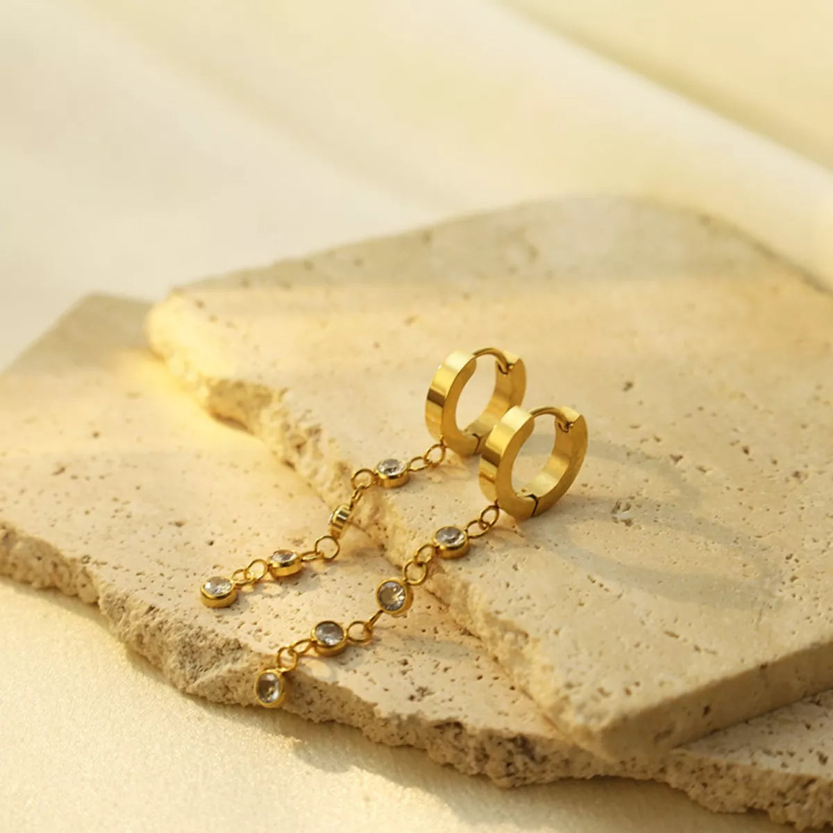 18K Gold-Plated Hoop Drop Earrings - alternate earring view