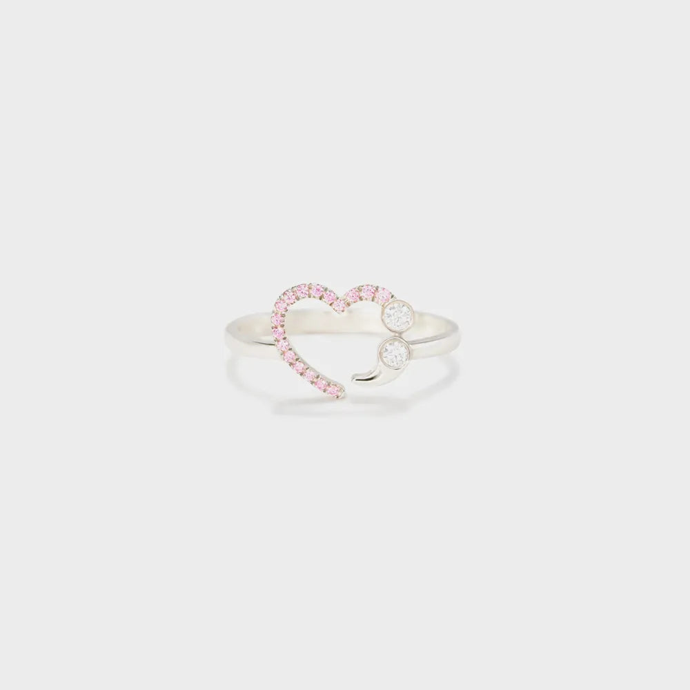 Sterling Silver Inlaid Zircon Ring in Blush Pink - women's ring