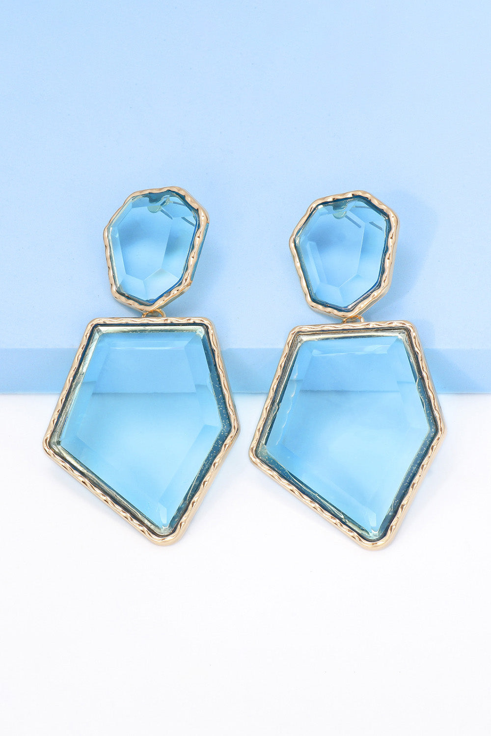 Geometric Shape Zinc Alloy Frame Resin Dangle Earrings - alternate earring view