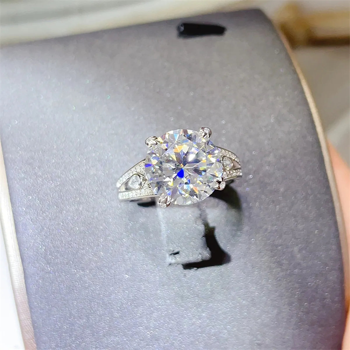 5 Carat Moissanite Sterling Silver Ring in Transparent - women's ring