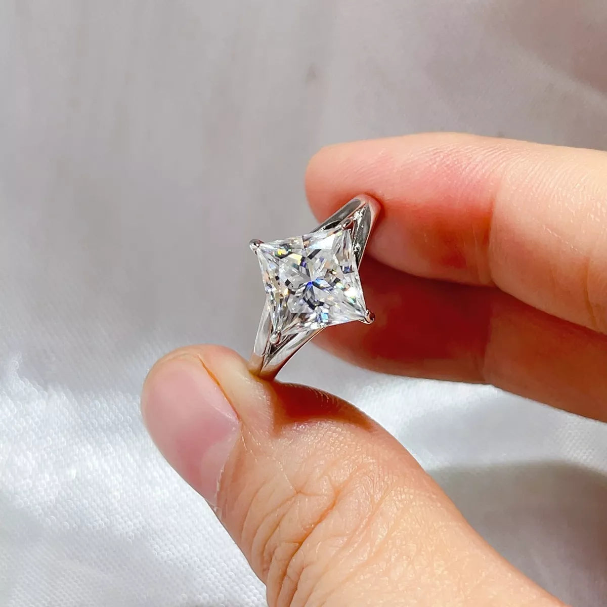3 Carat Sterling Silver Moissanite Ring in Silver - women's ring