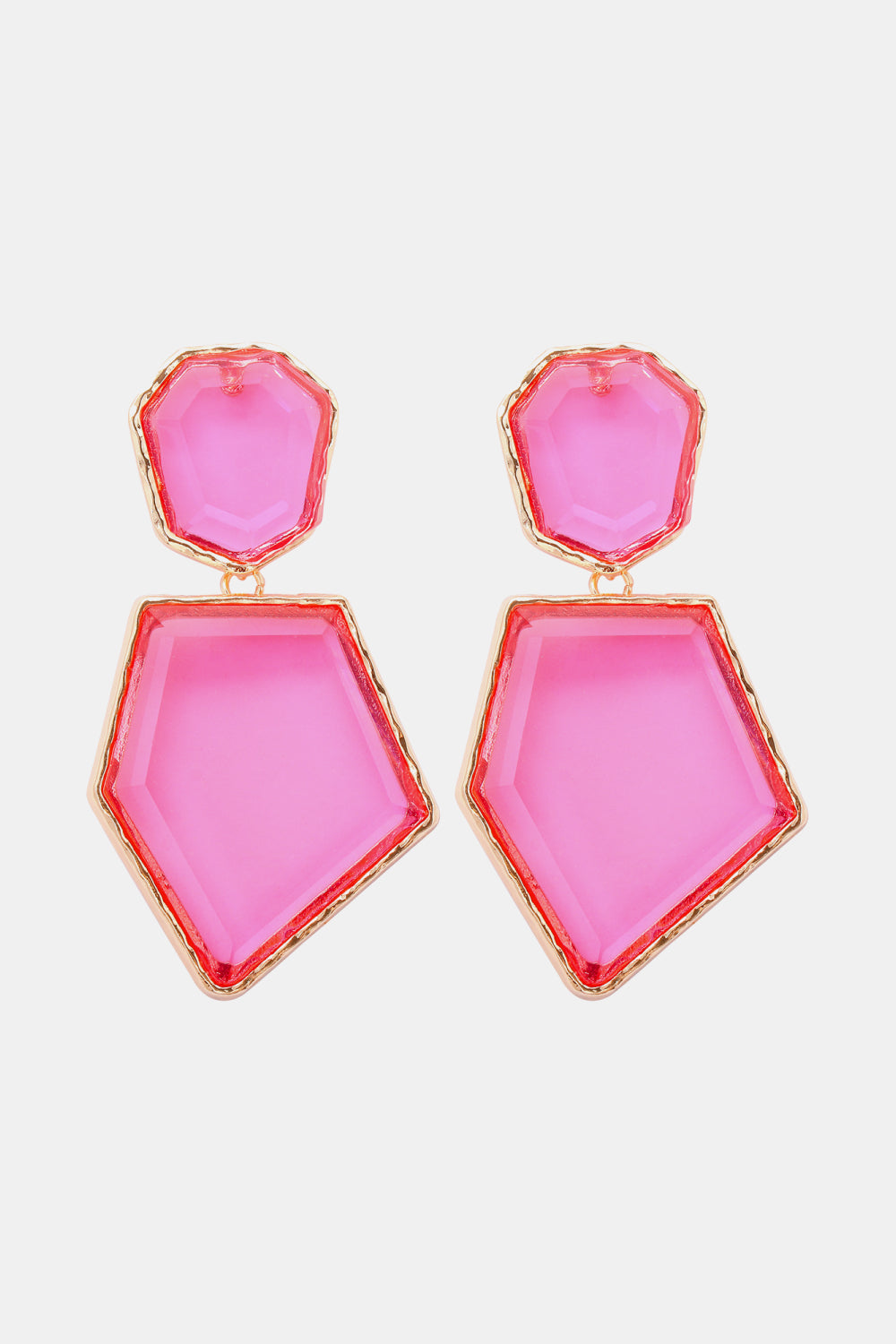 Geometric Shape Zinc Alloy Frame Resin Dangle Earrings in Red-Violet - women's dangle earrings