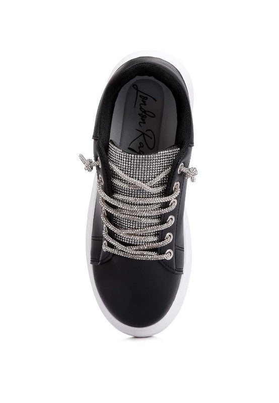 Rhinestones Lace-Up Sneakers