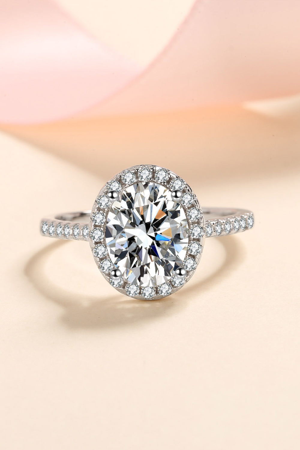 2 Carat Moissanite Sterling Silver Halo Ring in Silver - women's halo ring