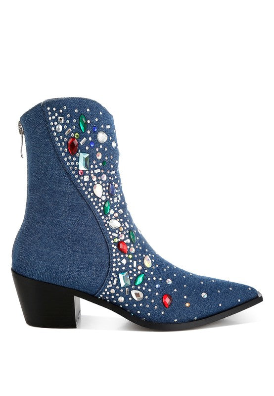 Multi Color Stones Boots