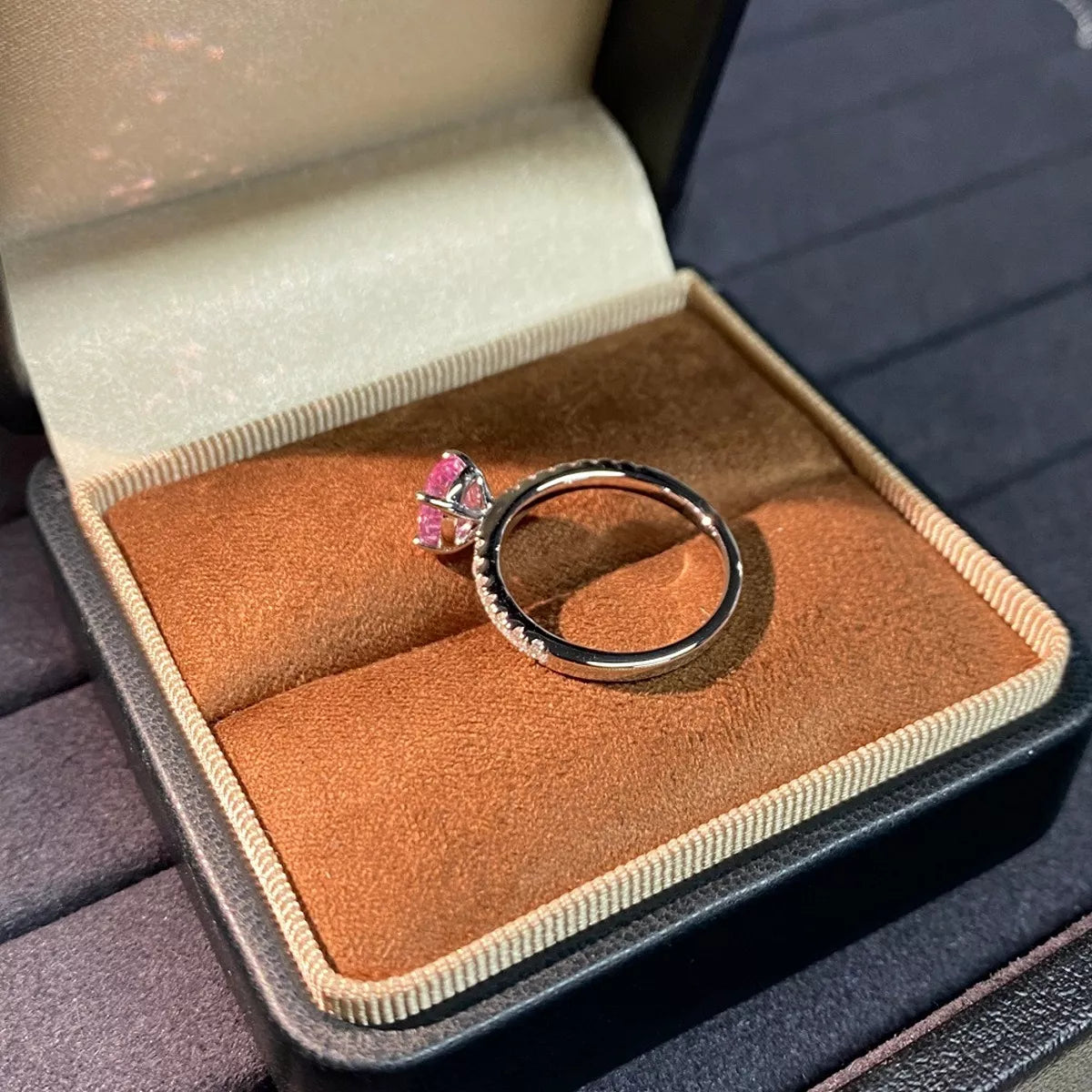Sterling Silver Zircon Ring in Blush Pink - women's ring