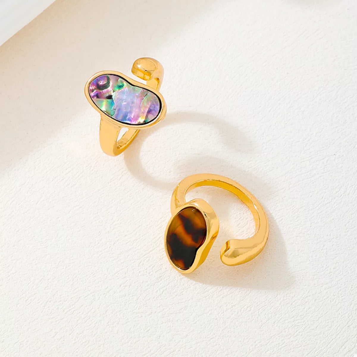 18K Gold-Plated Oval Open Ring in Color - women's open ring