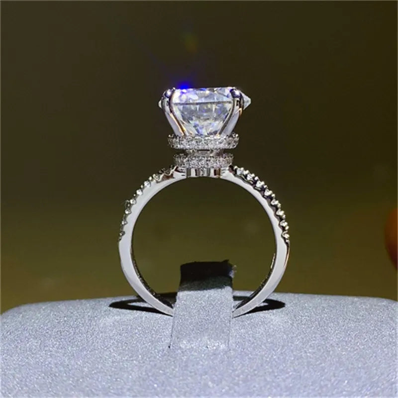 5 Carat Moissanite Sterling Silver Ring in Silver - women's ring