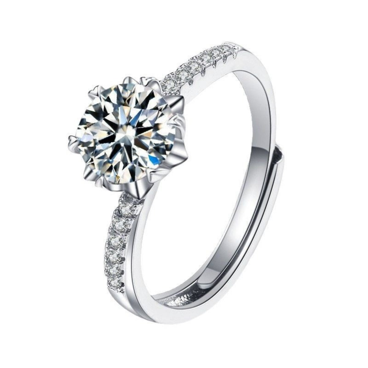 1 Carat Sterling Silver Moissanite Ring - alternate ring view