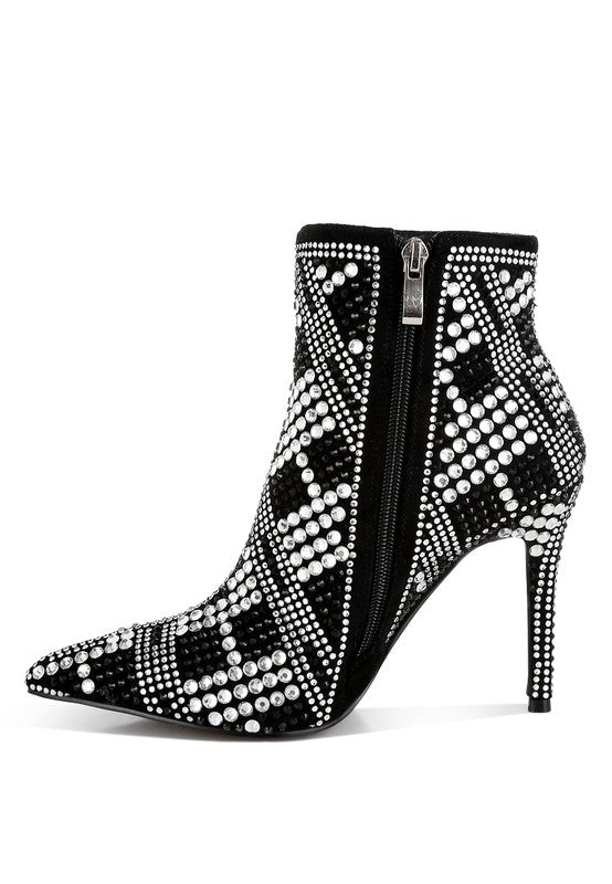 Rhinestones Studded Stiletto Boots