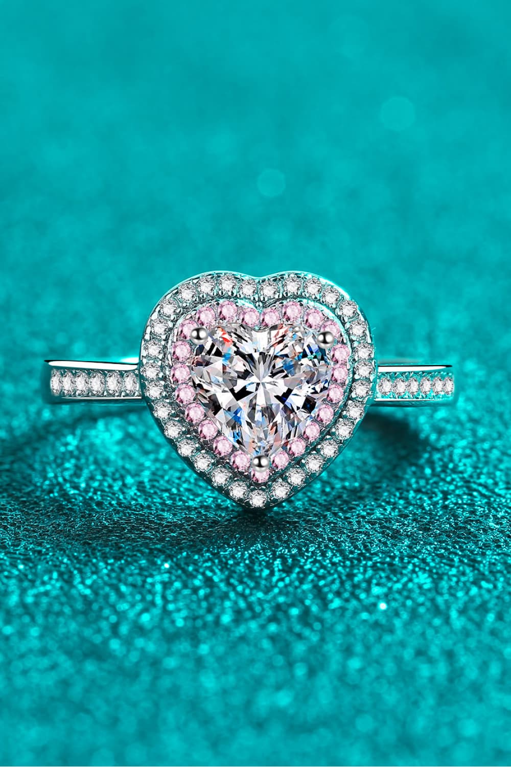 1 Carat Moissanite Heart Sterling Silver Ring in Silver - women's ring