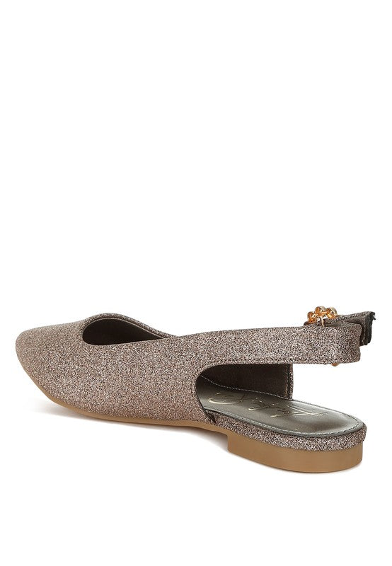 Glitter Slingback Flat Sandals