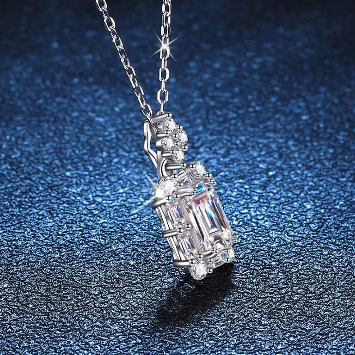 1 Carat Sterling Silver Moissanite Pendant Necklace - alternate necklace view