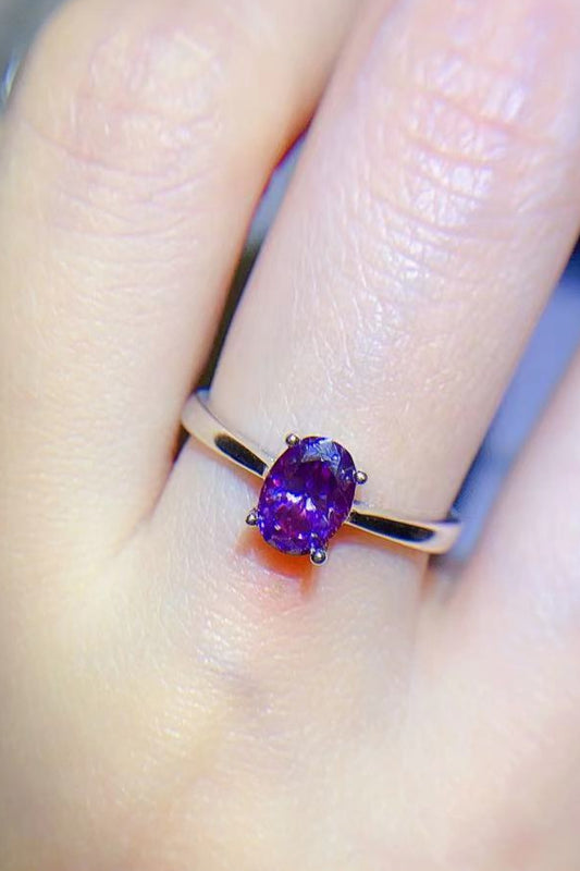 1 Carat Moissanite 4-Prong Solitaire Ring in Purple - women's solitaire ring