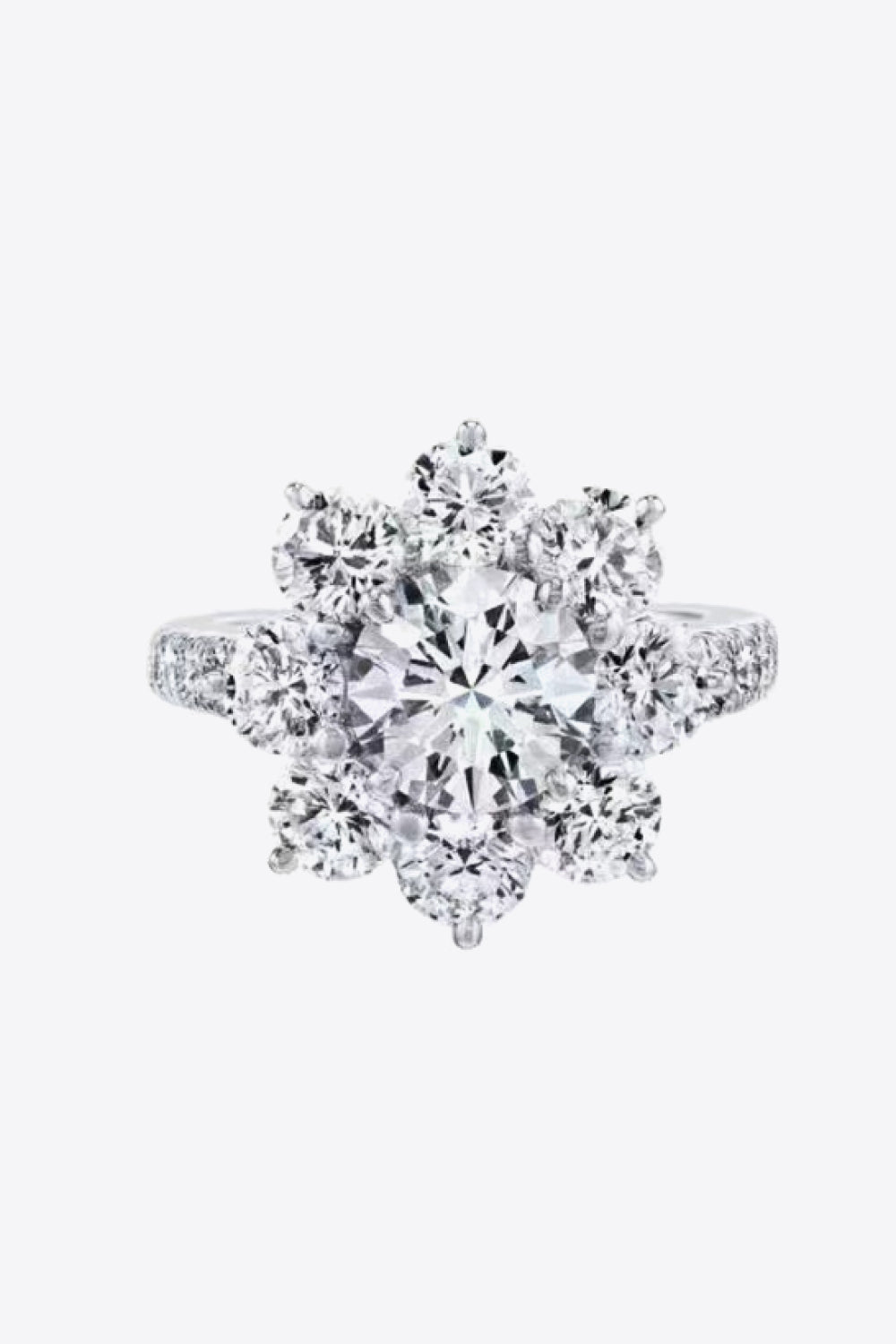 1 Carat Moissanite Flower Ring in Silver - women's ring